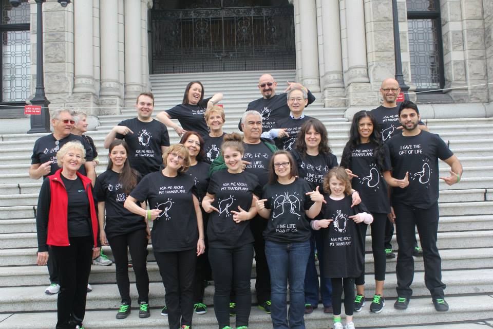 People wearing BC Transplant t-shirts